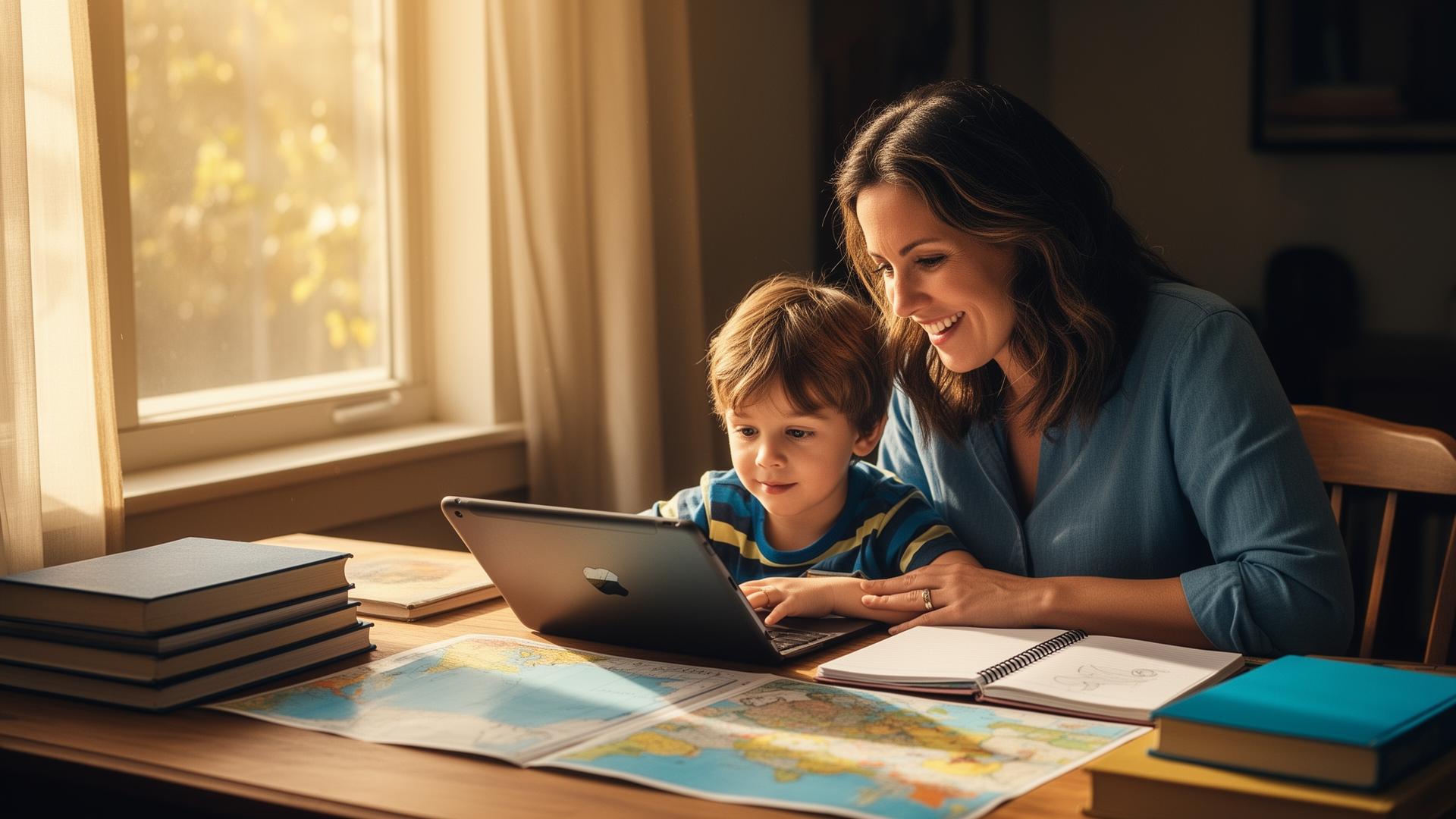 Parent homeschooling child with international curriculum